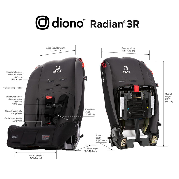 Radian 3R, 3-In-1 Convertible Car Seat, Rear Facing & Forward Facing, 10 Years 1 Car Seat, Slim Fit 3 Across, Gray Slate