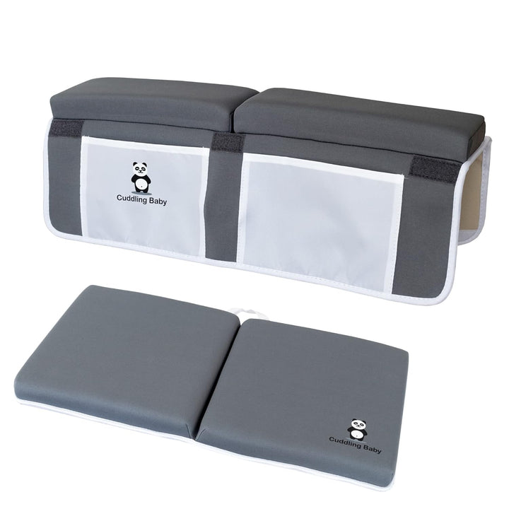 Bath Kneeler and Elbow Rest Pad Set - 2PC Premium Baby Bath Mat Set - Non-Slip Kneeling Pad with Storage Pockets - Machine Washable, Durable Foam Pad Bundle - Gray
