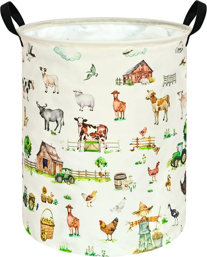 19.7 Inch Dinosaur round Kids Laundry Clothes Hamper Dino Laundry Basket with Handles,Baby Toys Storage Organizer Bins Laundry Gift Basket for Boys and Girls Room, Bedroom Decor