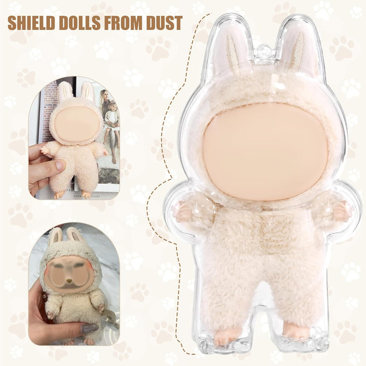 Protective Case for LABUBU, High Clear Case Cover for Labubu Doll, Acrylic Display Box with Keychains (Doll Not Include)