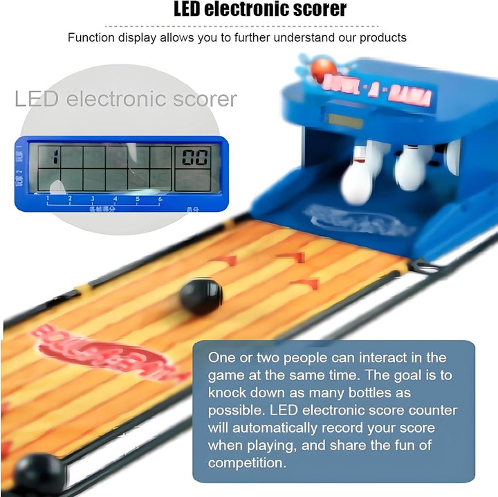 Electronic Bowling Alley Game, Indoor Bowling Ball Sports Game Console with LED Electronic Scoreboard, with Automatic Reset, Lighting & Simulation Sound Effect, Fun for Children and Adults,3.5M/11Ft