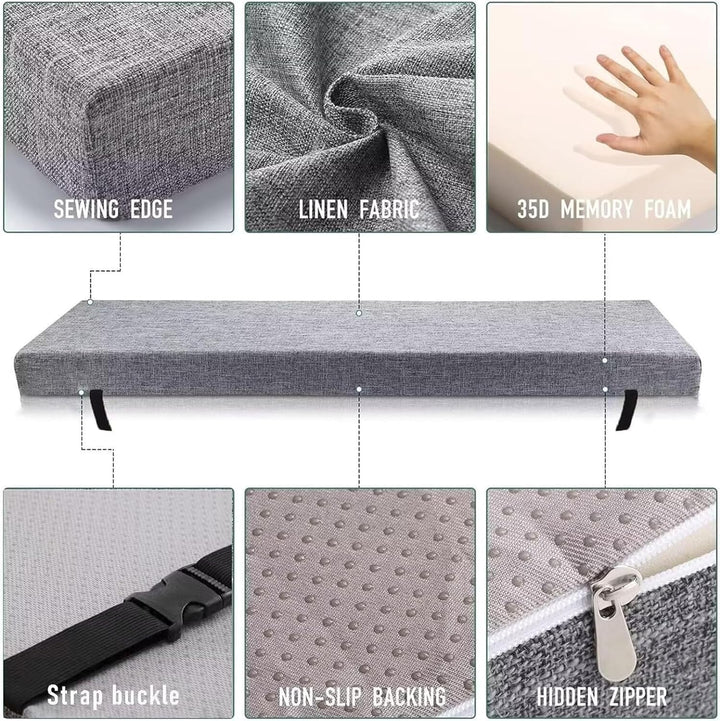 Indoor/Outdoor Bench Cushion for Furniture, Garden Replacement Cushions 90/100/120/150/180 Cm,Thick 5 Cm Seat Pads Non-Slip Removable for Loveseat Chair,Porch Swing,Dining(Beige,130X40X5Cm)