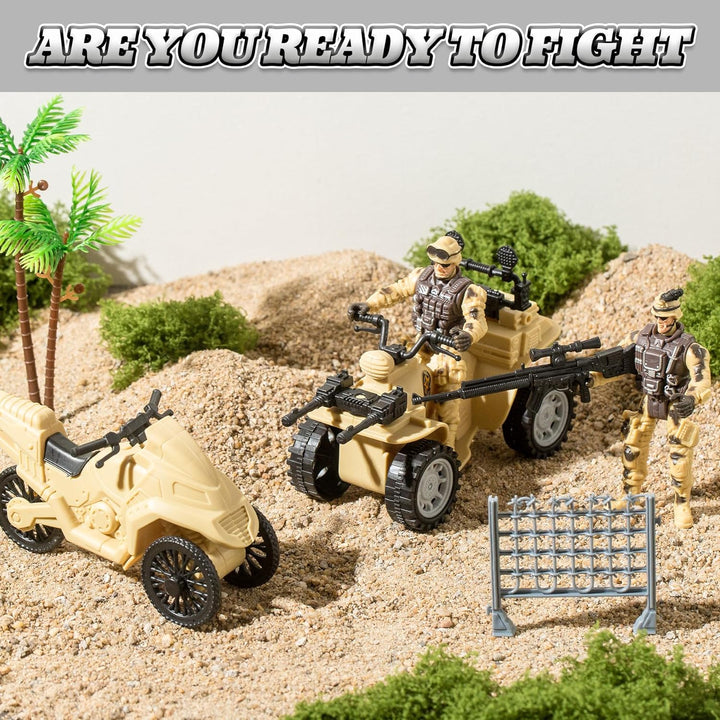 Military Soldier Men Action Figures, 11PCS US Army Soldier Plastic Figure Set Military Base Playset Vehicles Play Combat Toys, Army Toy Set for Kids Boys Age 3 4 5 6+