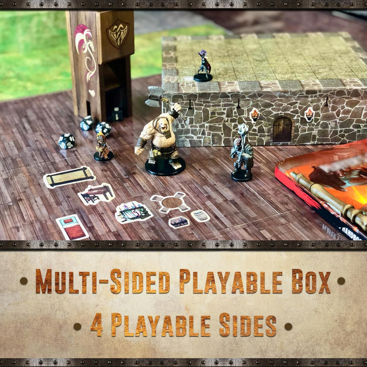 DND Map Starter Kit - 22” X 26" Double Sided, Wet/Dry Erase Battle Terrain Grid - Ultimate Tabletop Board Gaming Experience with Accessories