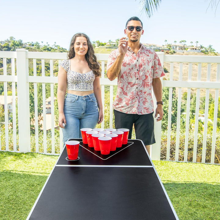 8 Foot Portable Beer Pong / Tailgate Tables (Black, Football, American Flag, or Custom Dry Erase)