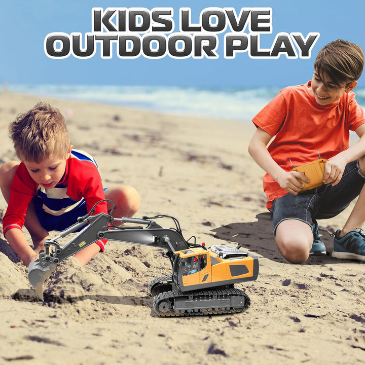 Remote Control Excavator Toys, 11 Channel 1:20 RC Construction Vehicles, 680° Rotation Hydraulic Car Toys for 4 5 6 7 8 9 10 Year Old Boys Kids, RC Truck Digger Toys Christmas Birthday Gifts