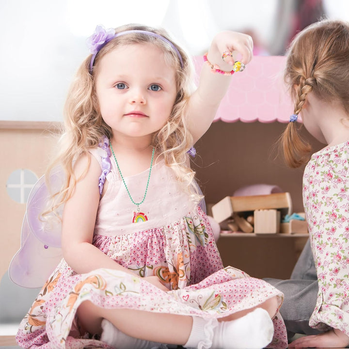 Little Girl Jewelry Set, Princess Jewelry for Toddler Girls 4-6 3-5, Gifts for 5 Year Old Girls Toys, Kids Play Necklaces Rings Bracelets 6-8, Mermaid Costume Dress up Jewelry 3 4 6 7 + Childrens Gift