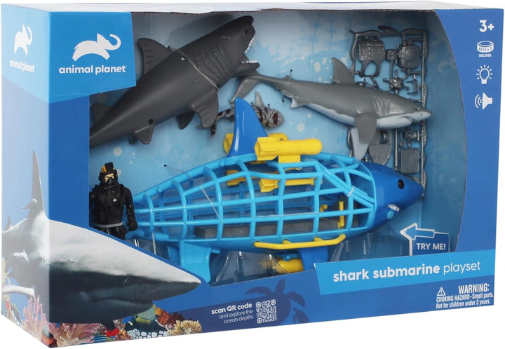 Shark Submarine Adventure Playset – Lights & Sounds Submarine with Chomping Great White Shark & Diver for Kids Ages 3+