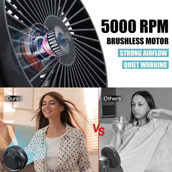Portable Stroller Fan, Use as Power Bank, 65H 12000Mah Battery Operated Fan Flexible Tripod Baby Car Seat Fans with Timming, Personal Mini Handheld/Desk/Small Clip on Fans for Stroller