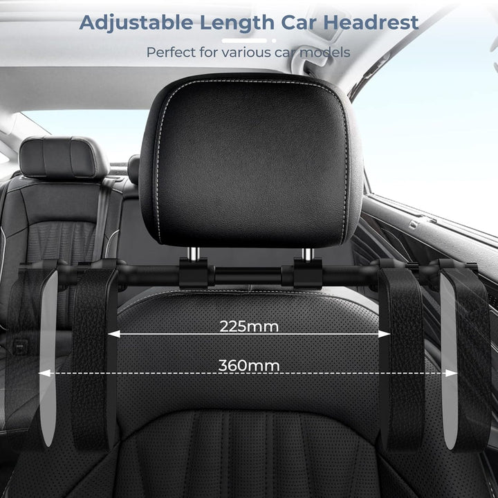 Adjustable Car Headrest Pillow, Road Pal Headrest, U-Shaped Travel Sleeping Pillow for Kids & Adults, Head Neck Support Only Suitable for Car Seat Headrest with Poles, Black