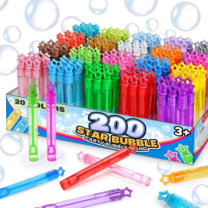 32 Pcs 8 Colors Neon Bubbles Party Favors for Kids, Mini Star Bubble Wand Bulk in Gift Box as Goody Bags Stuffer, Classroom Giveaways, Carnival Prizes Toy, Birthday Treats, Party Supplies for Toddlers