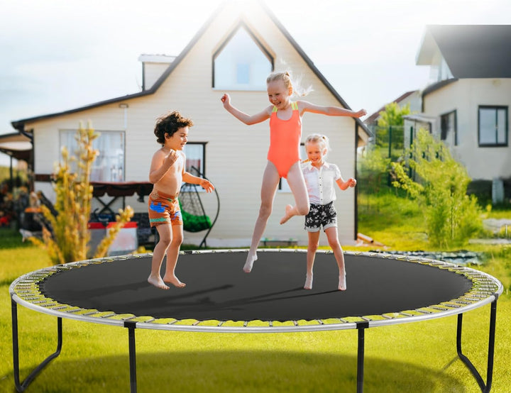 Replacement Trampoline Mat, Jumping Mat Fits 12/13/14/15 Ft Frame, Universal Jumping round Trampoline, Uv-Resistant Mat with Spring Tool & 72/80/92 V-Rings, Fit 5.5"/6.5"/7" Spring Length