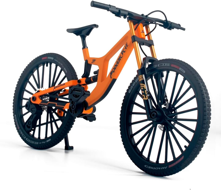 1:8 Scale Mountain Bike Toy DS Die-Cast Mini Finger Bicycle Model Toy Bicycle Figurine Desktop Decoration DH Alloy Bike Action Figurine Toy for Cake Topper Crafts (Yellow)