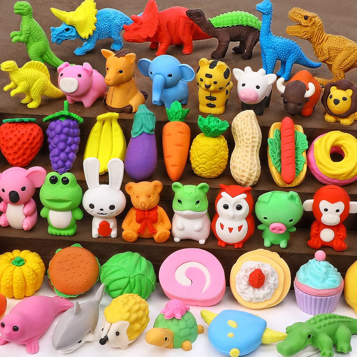 100 Pack Animal Pencil Erasers 3D Desk Pet for Kids Mini Puzzle Take Apart Eraser Student Classroom Prizes Rewards Easter Egg Fillers Treasure Box Back to School Supplies Kid Party Favors Gift