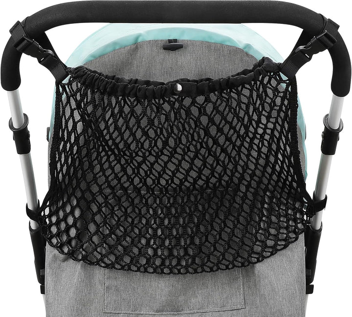 Universal Stroller Organizer, Polyester Net Mesh Bag Fits for Uppababy, Nuna, Britax, Doona Strollers, Non-Slip Adjustable Stroller Mesh Cargo Net Storage Caddy Accessories
