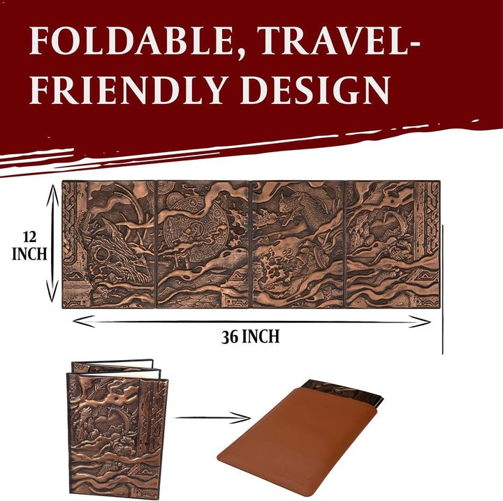 DND DM Screen 5E - D&D Dungeon Master Screen 3D Faux Leather with Customizable Inserts - Dungeons and Dragons GM / Game Master Accessories Gift for Man or Woman. Hide Your Dice Rolls, Maps & Books
