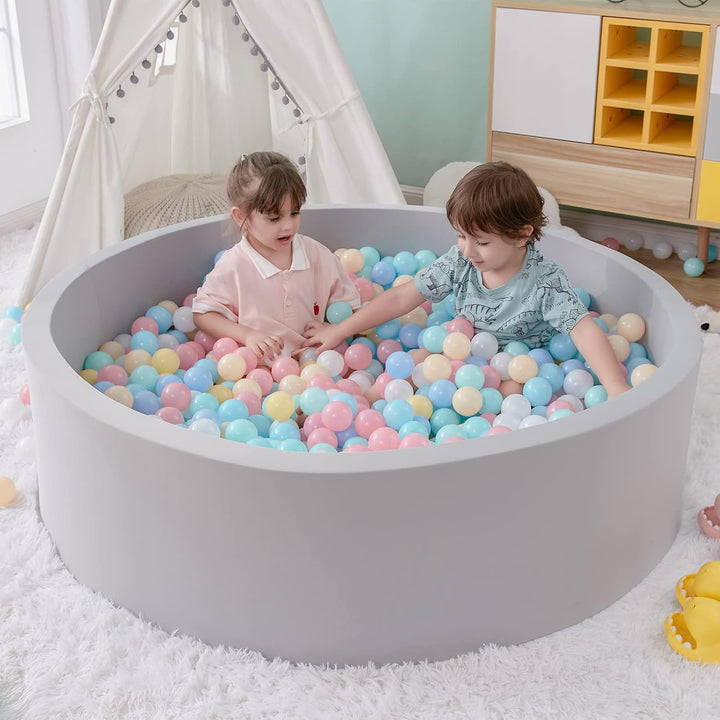 Foam Ball Pit, 35.4"X 11.8" Ball Pits for Toddlers, Soft round Kiddie Baby Playpen Ball Pool for Kids, Ideal Gift for Babies Indoor and Outdoor Game, Grey, (Balls Not Included)