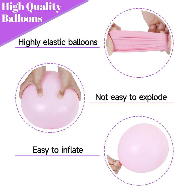 68Pcs Pink and Purple Balloons, 12 Inch Metallic Purple Pink Latex Balloon Confetti Ballons with Ribbons Party Balloons for Wedding Girls Birthday Baby Shower Decorations.