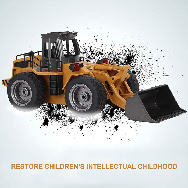 Remote Control Bulldozer Toy Truck, 1/18 Scale RC Metal Rc Front Loader 4WD Construction Vehicles for Boys Girls Kids with Rechargeable Two Battery 6+Year