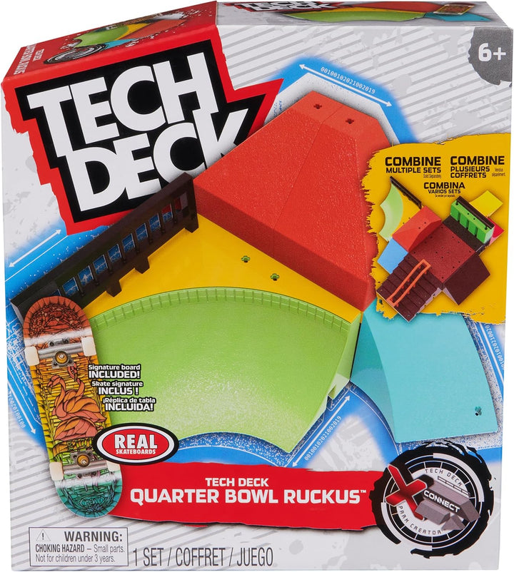 , Quarter Bowl Ruckus X-Connect Park Creator, Customizable and Buildable Ramp Set with Exclusive Fingerboard, Kids Toy for Ages 6 and Up