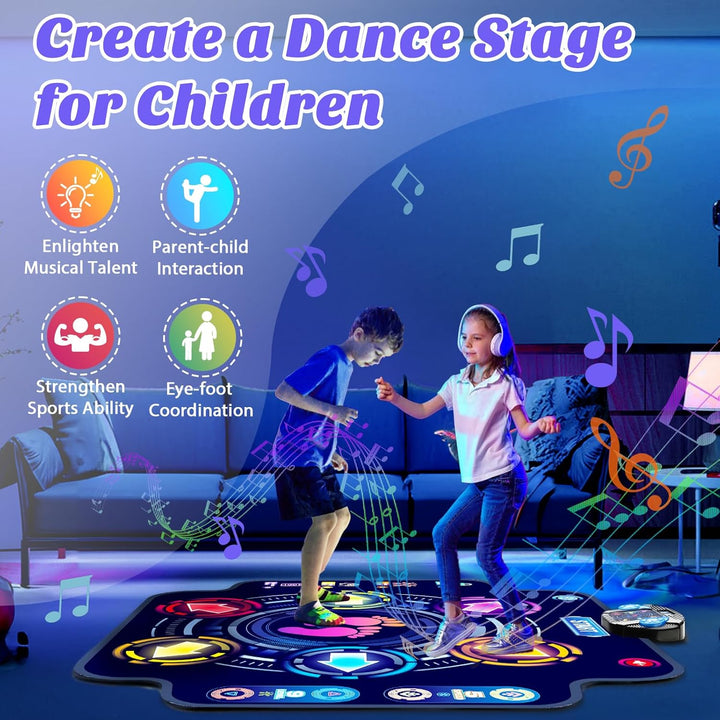 【Upgraded】 Dance Mat for Kids, Electronic Light-Up Dance Pad with Wireless Bluetooth 5 Speeds 9 Levels, Dancing Mat for Toddlers Music Game Dance Toy for Girls Boys 3 4 5 6 7 8 9 10+ Year Old
