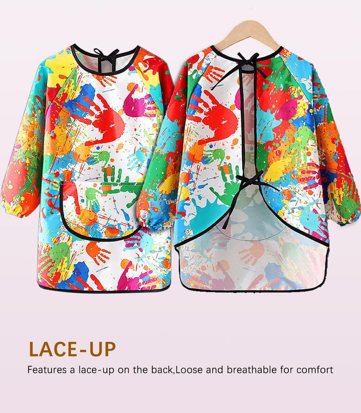 Kids Art Smock,Waterproof Painting Apron Artist Smocks with Pocket Long Sleeves for Age 5-8