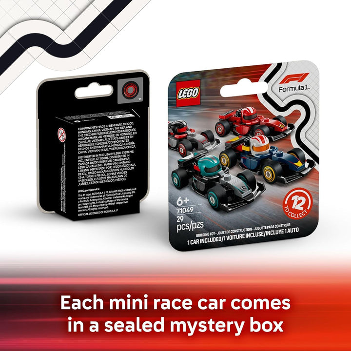 F1 Collectible Race Cars, 6 Pack - Building Set for Boys & Girls, Ages 6+ - Birthday Party Favor or Gift - Mystery Box W/Surprise F1 Car Toys - Travel Toys for Kids - 66796