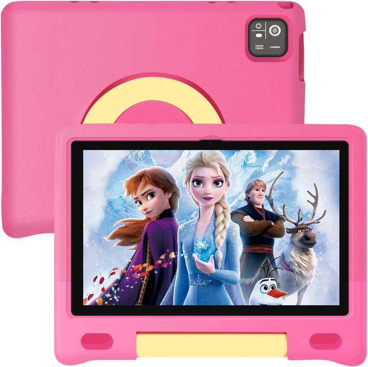Kids Tablet, 10.1 Inch IPS HD Touchscreen Android 14 64 GB Storage, 8GB (4+4 Virtual) RAM, Octa Core Tablet for Kid with Kid-Proof Case, Parental Controls, 12-Hr Battery, Wifi, GPS – Pink
