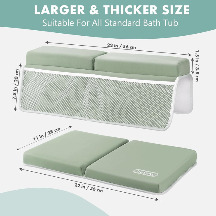 Bath Kneeler and Elbow Rest Pad Set - 1.5'' Comfortable Thick Baby Bath Kneeler Pads, Quick Dry Soft Kneeling Pad for Baby Bath Time, Non-Slip Knee& Arm Support Bathtub Mat with Toys Organizer