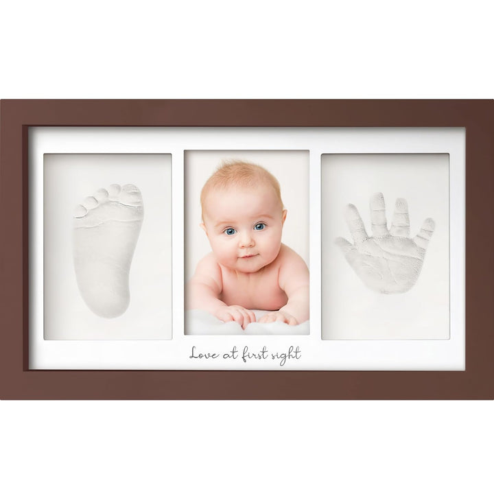 Baby Hand and Footprint Kit - Clay Handprint Keepsake Frame, Newborn Nursery Picture Frame, Personalized New Mom Gifts for Baby Shower & Registry (Alpine White)