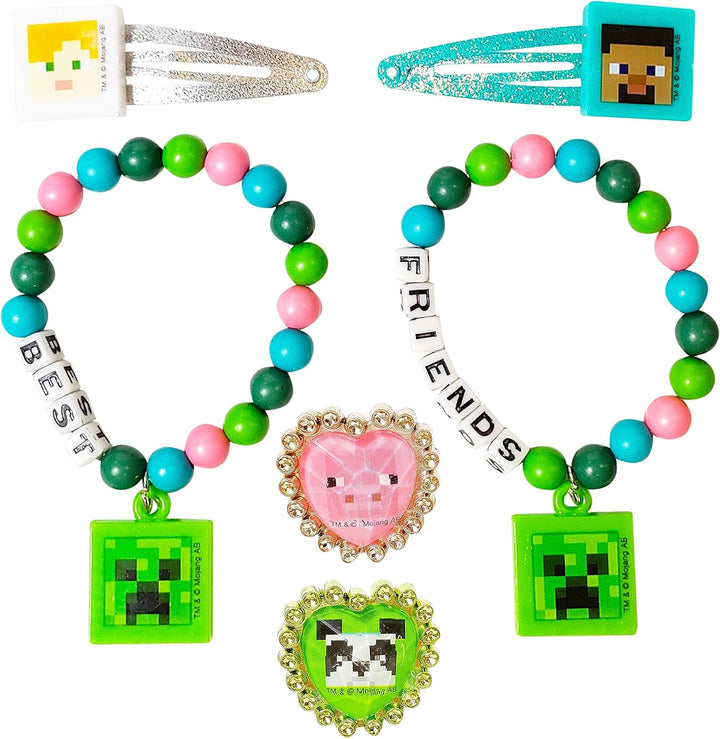 Barbie Accessories for Girls 6 Piece Toy Jewelry Box Set with 2 Rings, 2 Bead Bracelets, and Snap Hair Clips Ages 3+