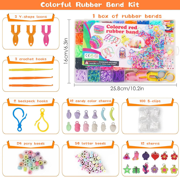 3000+ Rubber Band Bracelet Kit, Colorful Loom Bracelet Making Kit with Storage Box, DIY Art Craft Set with Charms Beads for Beginners Birthday Christmas Parties Gift