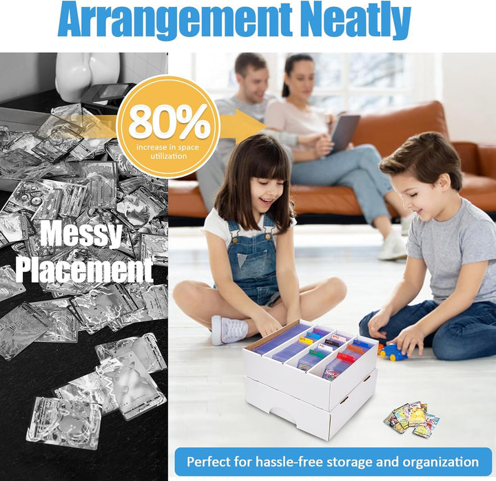 4 Pack Sports Card Boxes 3120 Count Cardboard Card Storage Box White Bulk Card Storage Baseball Card Boxes with 10 Dividers Sports Cards Storage Box for Card Game Baseball Card Storage Boxes