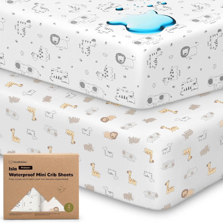 Pack and Play Sheets Fitted - 2-Pack Mini Crib Sheets for Pack N Play Mattress 38X26, Soft & Cozy, Neutral Toddler Playard Bedding, Snug Fitted Mini Baby Crib Mattress Cover Boy, Girl (Butterflies)