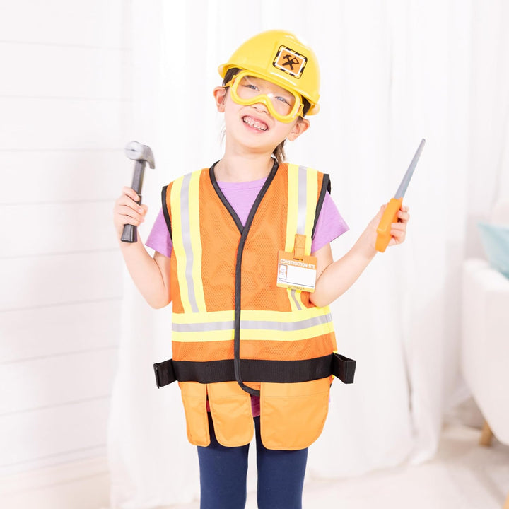 Construction Worker Role Play Costume Dress-Up Set (6 Pcs) Frustration-Free Packaging - Pretend Construction Worker Outfit, Construction Worker Costume Set for Kids, Toddlers Ages 3+