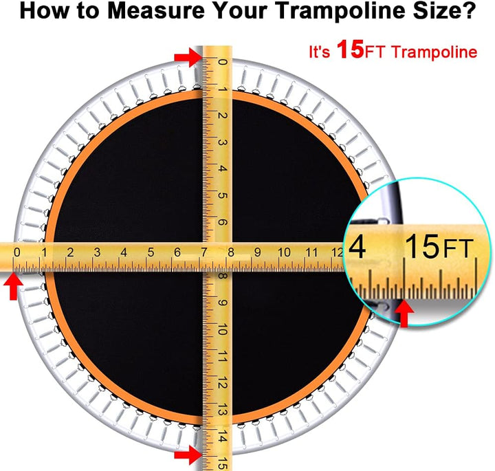 Trampoline Mat, Fits 15 Ft Frame Using 96 Pcs 6.5 in Spring, Trampoline Replacement Mat for 15 Ft Trampoline, Compatible with 96 Pcs 6.5 in Spring, Reinforce, Uv-Resistant, with Spring Hook and Gloves