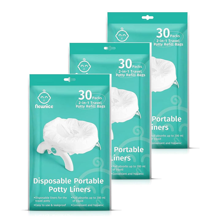 30 Packs Disposable Liners with 200ML Absorbent Pads, Portable Travel Bags Compatible with OXO Tot 2-In-1 Go Potty, Training Liners Fit Most Chairs for Kids, Toddlers