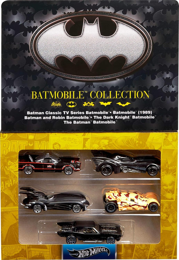 1:64 Scale Die-Cast Toy Cars, Set of 5 Batman 85Th Anniversary Vehicles Featuring 5 Different Batmobile Replicas in Commemorative Packaging (Amazon Exclusive)