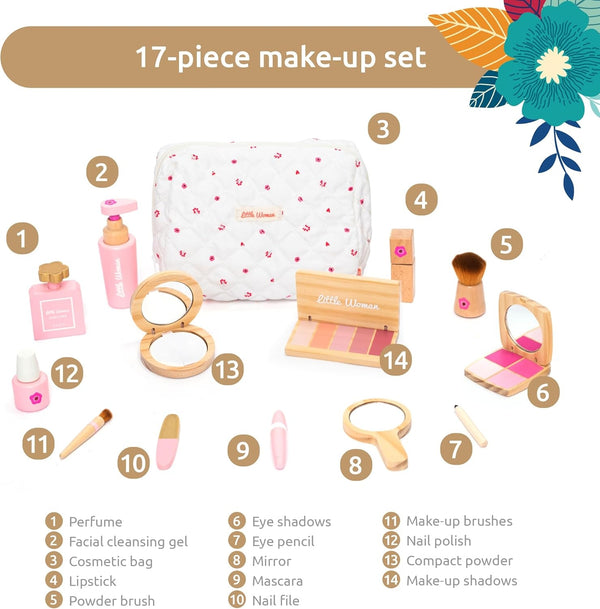 99 Pcs Kids Makeup Kit for Girls, Princess Toys Real Washable Cosmetics Set with Mirror, Hair Ties, Nails, Rings, Earrings, Necklace, Perfect for 3 4 5 6 7 8 Year Old Girls Birthday