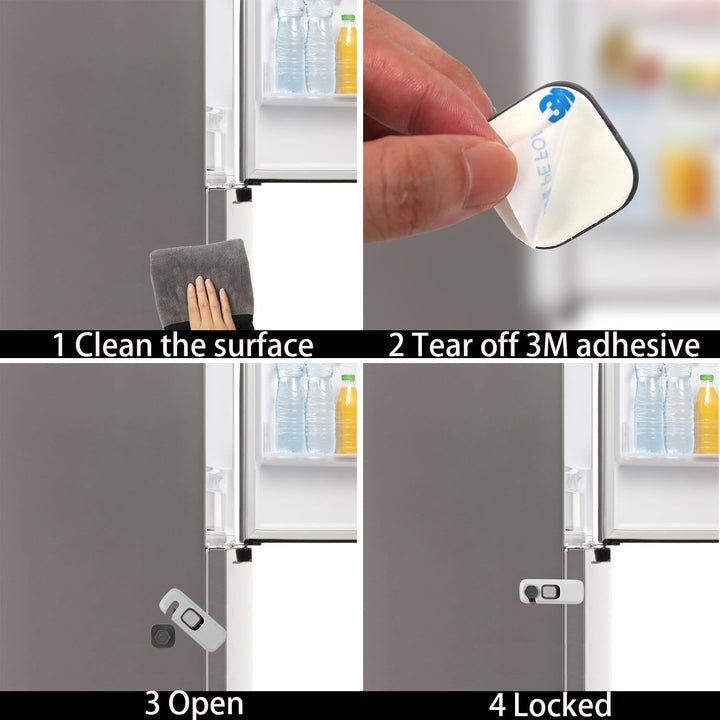 2Pack Child Proof Refrigerator Lock,Fridge Locks for Kids with Sticky Adhesive Pads,Baby Safety Locks for Fridges, Cabinets, Drawers, Double Doors and More (2 Pack)