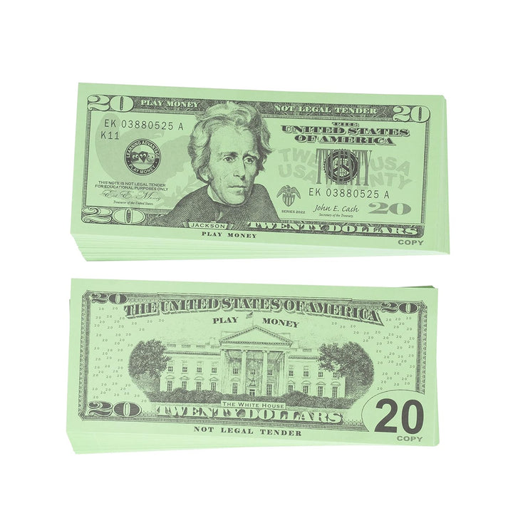 One Dollar Play Bills - Set of 100 $1 Paper Bills - Designed and Sized like Real US Currency - Teach Currency, Counting and Math with Play Money