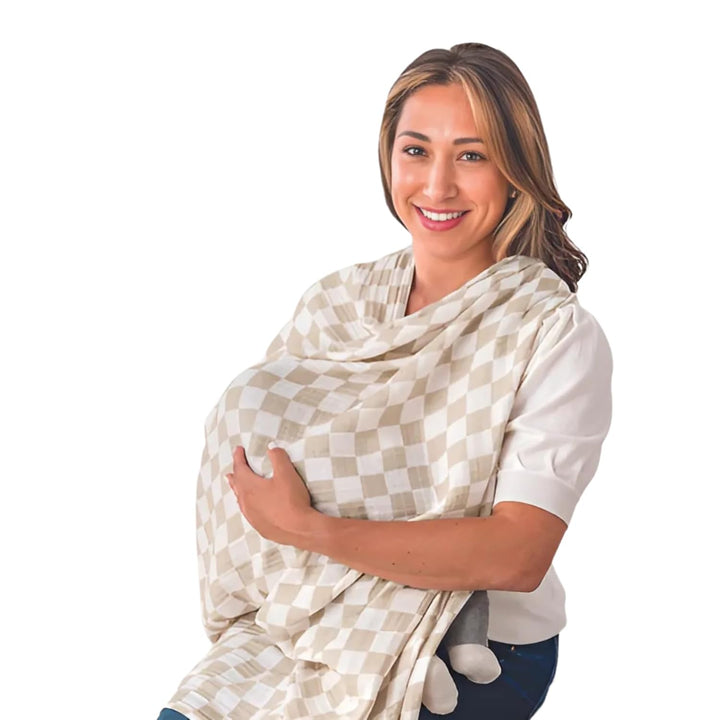 Breastfeeding Boss Multi-Use Cover – a Nursing Cover, Swaddle, Car Seat, Tummy Time Mat & Burp Cloth All in One – Made of Soft Muslin Fabric & Measures 47” X 47” (Mudcloth)