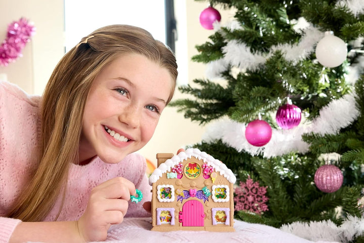 Doll Advent Calendar, DIY Gingerbread House Playset with 24+ Surprises, Dollhouse Furniture, and Holiday Accessories