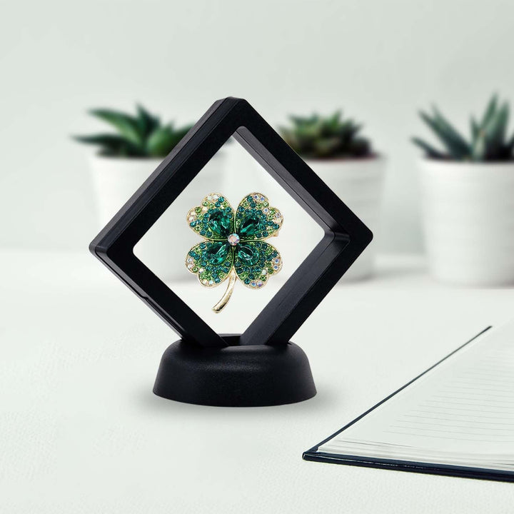 10Pcs Coin Holder Challenge Coin Display Stand, Black 3D Floating Display Case for AA Coin Medallions Jewelry Rock Gem Arrowhead Collecting and Display (2.75×2.75×0.8 Inches)