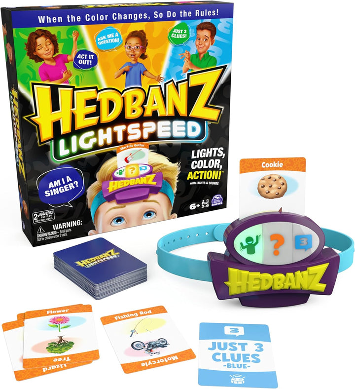 , Hedbanz 2023 Edition with New Cards, Picture Guessing Board Game, for Family & Kids, 2-6 Players, for Ages 6 & Up