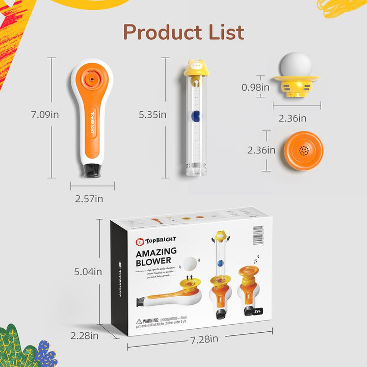 3 in 1 Sensory Toys for Toddler with Whistle, Ball Blowing, Floating Blow Pipe Balls – Autism Sensory Products, Fine Motor Skills, Toddler Toys for 3 4 5 Year Old Boys Girls Gifts