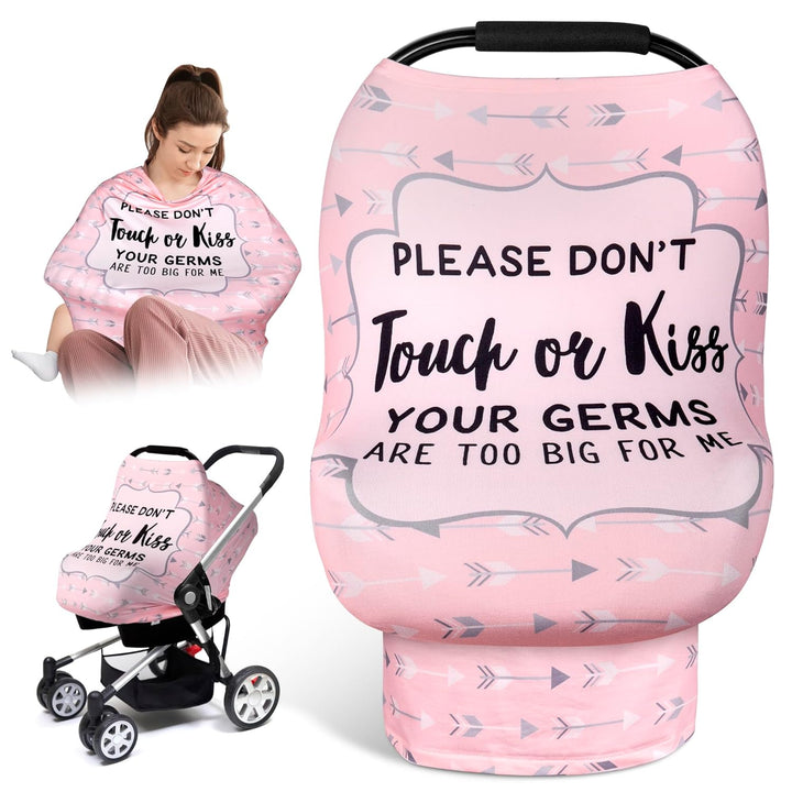 No Touch Sign Car Seat Cover for Babies, Mom Nursing Covers Breastfeeding Scarf, Multi Use Infant Carseat Canopy for Newborn Carrier/Stroller/Shopping Cart, Baby Shower Gifts for Boy Girl