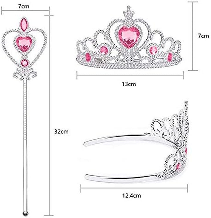 Princess Dress up Accessories, 2PCS Princess Crown and Wands for Little Girls, Jewelry Toy Gifts Set Christmas