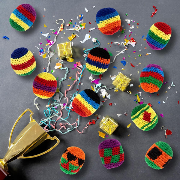 Multicolor Corduroy Hacky Sack - 2.25 Inches, 12 Panels, Sand Filled