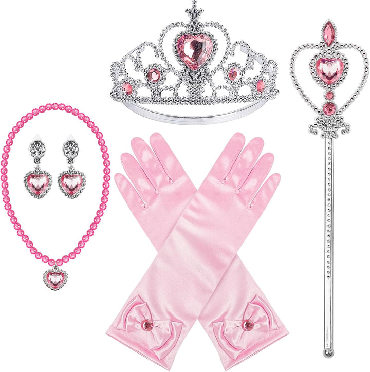 Princess Dress up Accessories Princess Crown Tiara for Little Girls, Princess Tiara Glove Wand Toy Gift for 3-6 Girl